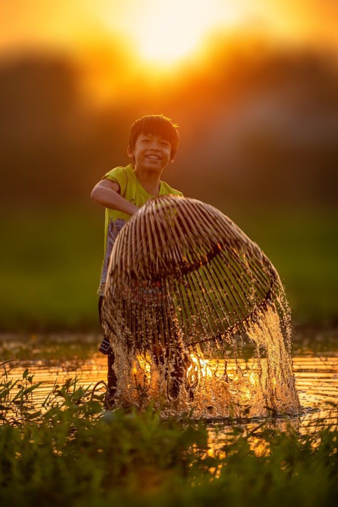 boy, village, countryside