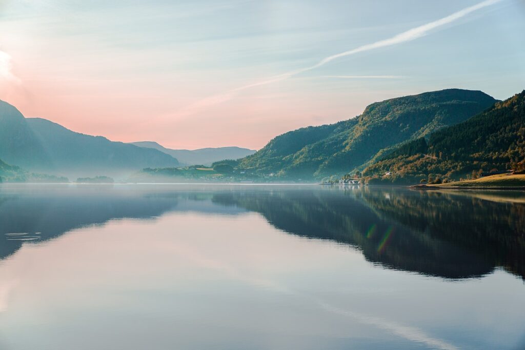 norway, lake, mountains