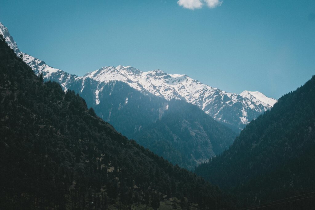 Snow Covered Mountains Under Blue Sky