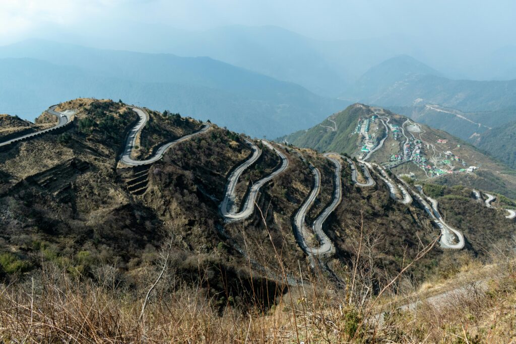 Aerial View of Mountain Roads