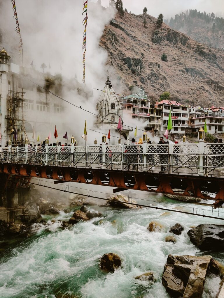 bridge, town, kasol